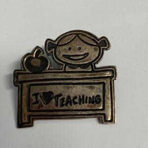 I Love Teaching Brooch sterling silver 925 Mexico EFS